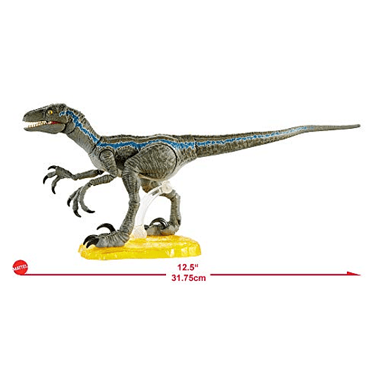 Figura de acción coleccionable de Jurassic World Velociraptor Blue de 6 pulgadas con detalles auténticos de la película, articulaciones móviles y soporte para exhibición de figuras; para mayores de 4 