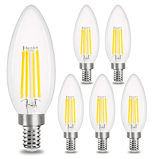 Bombilla LED de candelabro regulable equivalente a 40 W, bombillas de araña  E12 blanco cálido 3000 K, 400 LM, CRI 85+, bombilla B11 tipo B para