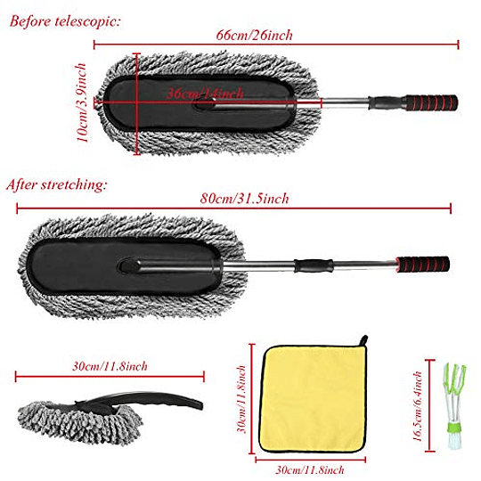 STEVE YIWU Ultimate Car Duster Kit, Performance Super Plush Duster/Cleaning Dashboard Duster/Interior Car Detailing Brush/Multifuncional Ultra Soft Cloths, Exterior o Interior Use, Juego de 4