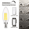 Comzler E12 - Bombilla LED para candelabro regulable, 5000 K, luz blanca diurna, equivalente a 40 W, bombillas para ventilador de techo tipo B, C35 B11, bombillas para velas de filamento Edison, 400 l