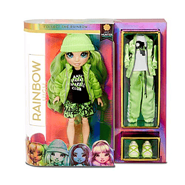 Rainbow High Surprise Jade Hunter - Muñeca de moda con ropa verde con 2 conjuntos y accesorios completos para mezclar y combinar, juguetes para niños de 4 a 15 años