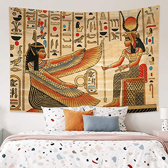 Leowefowa - Tapiz mural egipcio histórico para colgar en la pared, mural de Egipto, tapiz de arte de pared para sala de estar, dormitorio, decoración de tema egipcio, decoración de baby shower