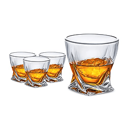 Vasos de whisky LUXU (juego de 4)-vasos escoceses trenzados de 10 oz, vasos de estilo antiguo premium, vasos de cristal transparente Bourbon Rock, vasos de barra grandes, vasos de cristal únicos para 