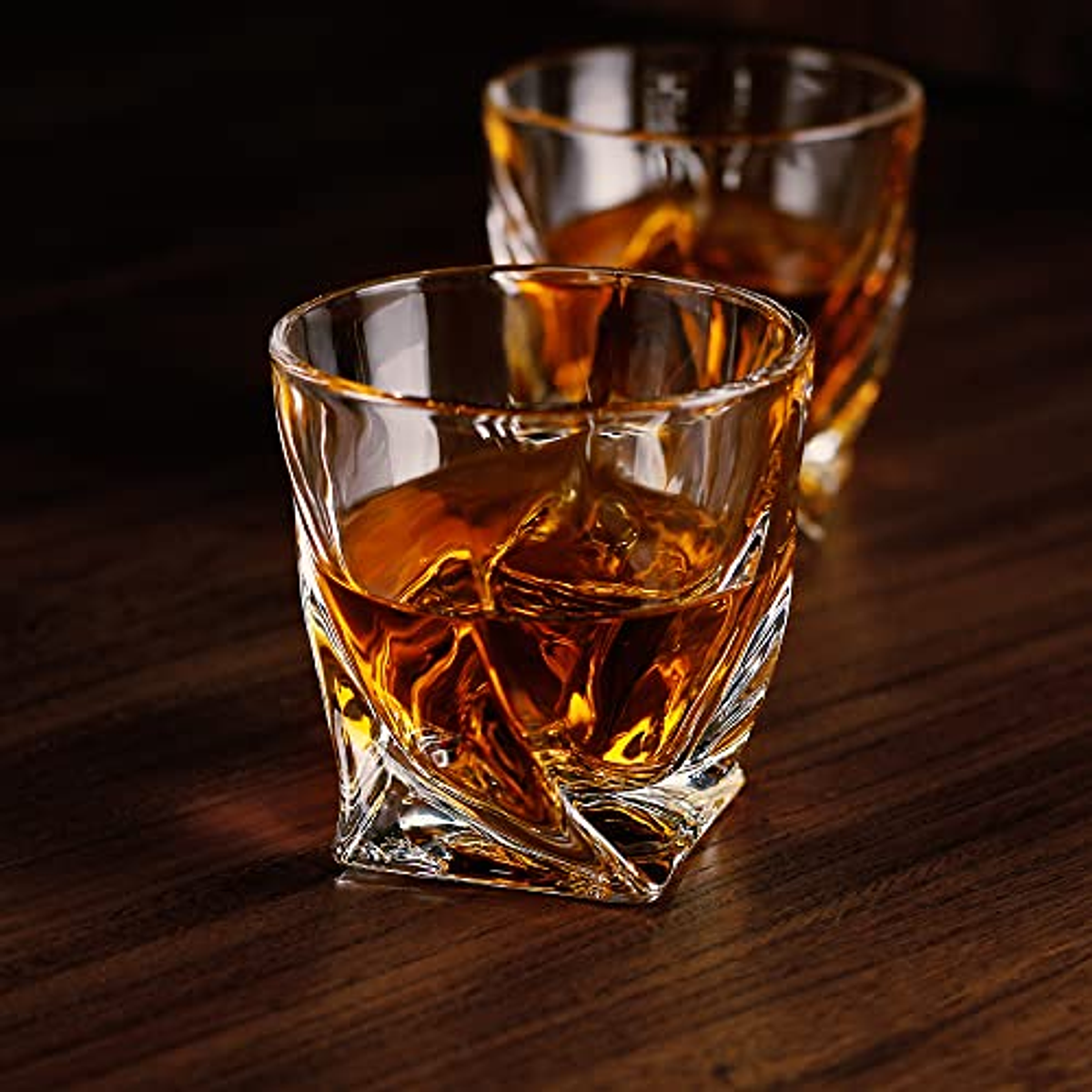 LUXU Vasos de whisky (juego de 4) - 11 oz esculpido de vidrio escocés,  vasos de estilo antiguo, vaso…Ver más LUXU Vasos de whisky (juego de 4) -  11 oz