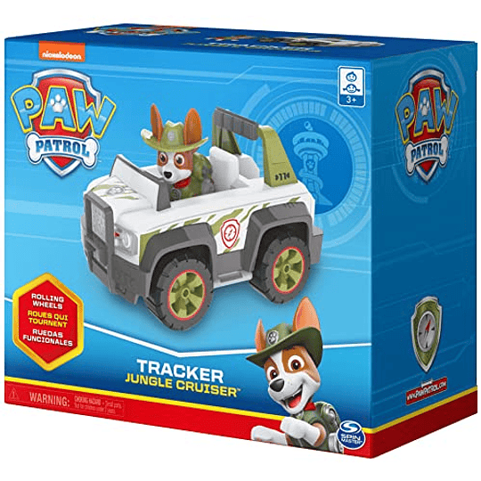 Paw Patrol, Tracker's Jungle Cruiser Vehicle con figura coleccionable, para niños a partir de 3 años