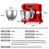 AIFEEL Batidora de pie 8 en 1 800W, tazón de 8.5QT, batidora de cocina multifuncional con gancho para masa, batidor, batidor, picadora de carne, licuadora, etc., 5 velocidades con tecla LED (rojo retr