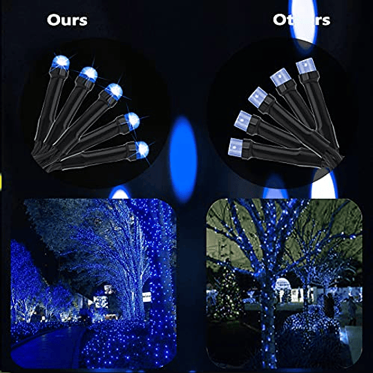 Jnaurb luces solares de Navidad, 121 pies, 350 luces LED solares con 8 modos, luces de Navidad impermeables para exteriores para patio, jardín, fiesta, vacaciones, decoraciones navideñas (azul)