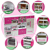 AZToys Juego de cocina moderno para niños - Juego 4 en 1 con 39 piezas de alimentos y accesorios, electrodomésticos que funcionan con baterías con luces y sonidos realistas, juguete para juego de simu