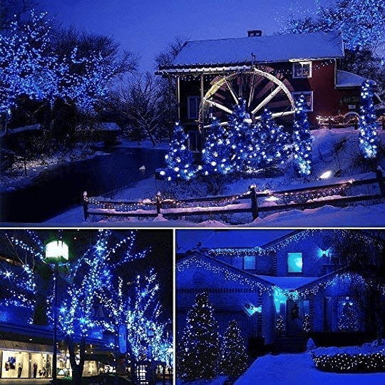 Jnaurb luces solares de Navidad, 121 pies, 350 luces LED solares con 8 modos, luces de Navidad impermeables para exteriores para patio, jardín, fiesta, vacaciones, decoraciones navideñas (azul)
