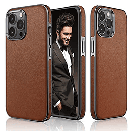 LOHASIC Compatible con iPhone 13 Pro Max Case, Luxury Leather Slim Business Classic Elegant Cover Estuches protectores a prueba de golpes diseñados para iPhone 13 Pro Max 5G 6.7 pulgadas - Marrón