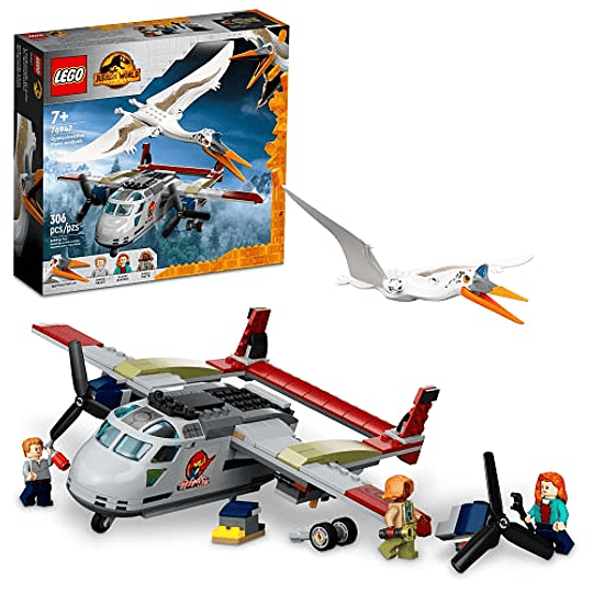 LEGO Jurassic World Quetzalcoatlus Plane Ambush Set 76947, con figura de juguete de dinosaurio y modelo de avión, película 2022 inspirada