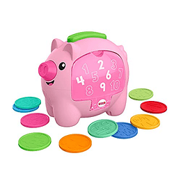 Fisher-Price Laugh & Learn Count & Rumble Piggy Bank, juguete de actividad musical con divertidos movimientos y canciones educativas para bebés y niños pequeños de 6 a 36 meses