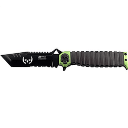 Mtech USA MT-A820GN Ballistic Sping Assist Knife, Blade Maly Serrated Negro, mango negro/verde, cerrado de 5 pulgadas