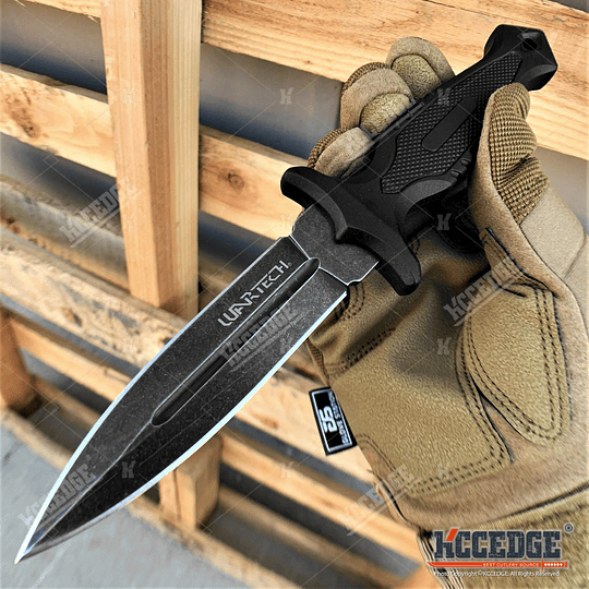 Cuchillo de cuchilla fijo con molle de retención de presión compatible Accesorios para campamento Kit de supervivencia Gear 79897 (lavado de piedra negra)