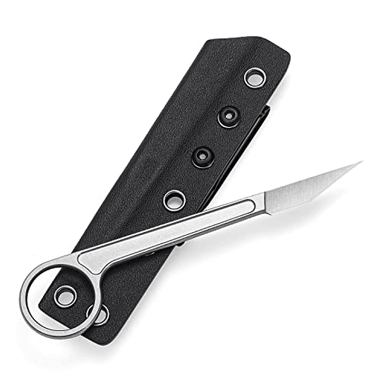 Cuchillo de cuchilla fija de Ooulore, manija de acero inoxidable de cuchilla 440c, cuchillo táctico EDC con vaina Kydex, cuchillo de supervivencia al aire libre para caminar, acampar OS108 (plata)