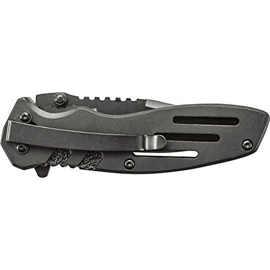 Cuchillo plegable con una cuchilla de punto clip de 3.1 pulgadas y mango de aluminio para al aire libre, táctico, supervivencia Smith & Wesson Extreme Ops SWA24S 7.1in S.S.