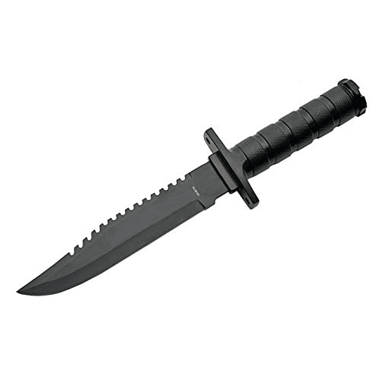 Cuchillo de supervivencia de cubiertos de whetstone con equipo de supervivencia, negro