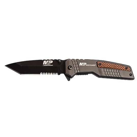 Smith & Wesson M&P Bodyguard 8.07in S.S Plegable Knife con cuchilla Tanto Point de 3.5 pulgadas y mango de aluminio para al aire libre, táctico, supervivencia y EDC