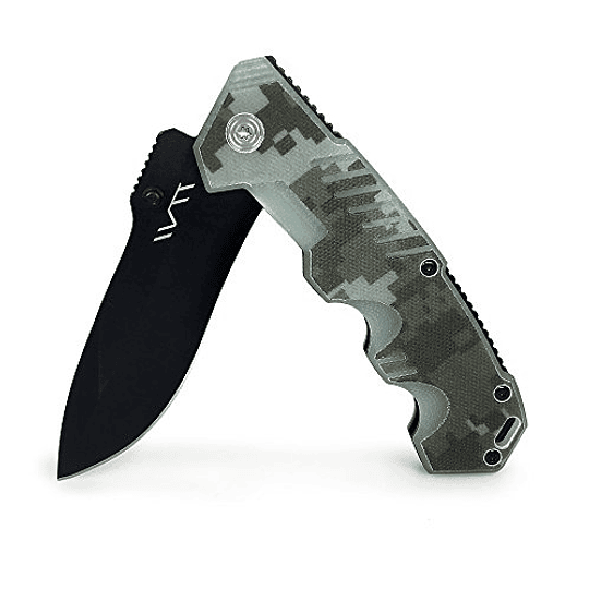 Cuchillo de bolsillo plegable BGT de 3.4 pulgadas de hoja negra de 3.4 pulgadas y cuchillos de supervivencia de mango G10 livianos.