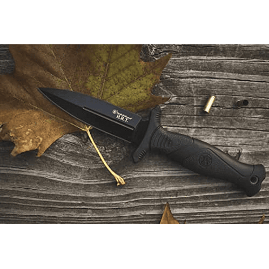 Smith & Wesson 8.5 en un cuchillo de cuchilla fija SS de alto carbono con 4 en una cuchilla de borde falso para supervivencia táctica al aire libre y EDC, negro