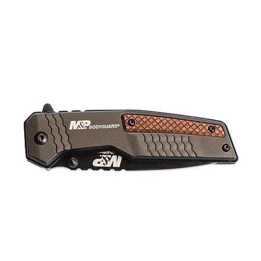 Smith & Wesson M&P Bodyguard 8.07in S.S Plegable Knife con cuchilla Tanto Point de 3.5 pulgadas y mango de aluminio para al aire libre, táctico, supervivencia y EDC