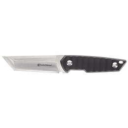 Smith & Wesson 24/7 8.5in S.S. Cuchillo de cuchilla fija de espiga completa con cuchilla tanto de 4 pulgadas y mango G10 con vaina rígida para al aire libre, táctico, supervivencia y EDC, negro