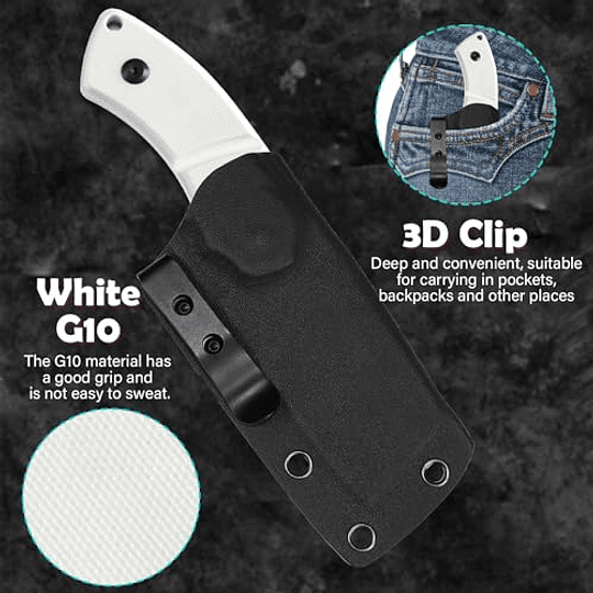 Kansept Knives K Knife de cuchilla fija con 2,9'14c28n cuchilla de cuchilla White G10 Many, Varestra Kydex para transporte diario G2030A2