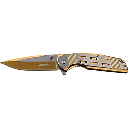 Mtech USA MT-A1019GD Spring Assist Knife plegable, cuchilla de borde recto de dos tonos, mango de oro, 4.5 pulgadas en general