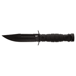 Smith & Wesson M&P Ops especiales High Carbon S.S. Cuchillo de supervivencia de cuchilla fija con punto de luz con punto clip, mango de goma, negro