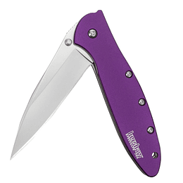 Kershaw Leek Purple EDC Pocket Knife, 3 "Sandvik 14C28N Hoja de acero, Amplio plegable de apertura asistida, sistema de bloqueo dual