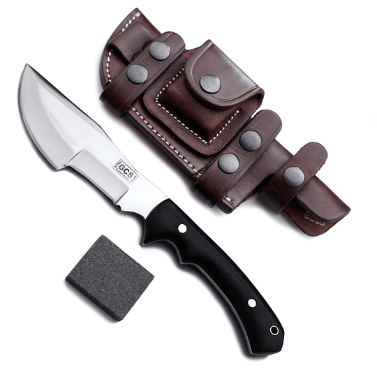 GCS Handmade G10 Many D2 Herramienta Táctica Táctica Táctica Cambilla de caza Traille de cuchillo con vaina de cuero Hoja de espiga completa diseñada para caza y EDC GC 11