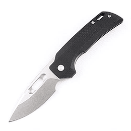 Jeabroter, K110 Cuchillo plegable de acero Mango de Micarta Fin de la aleta frontal Camping Hunting EDC Utility Knife (mango negro)