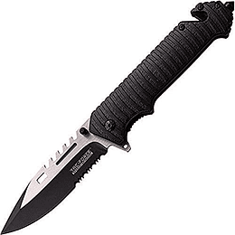 TAC Force TF-916BK Spring Assist Knife plegable, cuchilla a medias de dos tonos, mango negro, 5 "cerrado