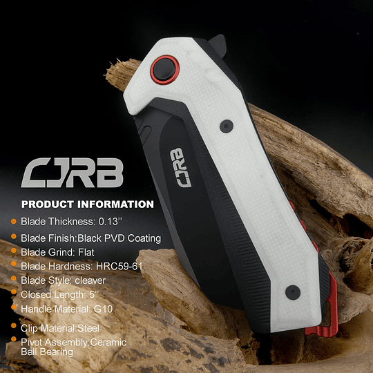 CJRB CUCHORLY CANSLANTE DE CUMBILLO TIGRIS (J1919-BWH) AR-RPM9 PODPO DE POLVO PVD PVD PVD NIGURA NIGURA CANTIGA PODIDA EDC EDC Cuchillo Knifetactical