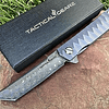 Cuchillo plegable de bolsillo EDC de acero de acero táctico, mango de titanio TC4 sólido! Para acampar al aire libre, senderismo (XT Blue Metallic)