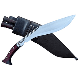 Gurkha Guerra Mundial I Histórica Kukri Knife Panawal Tang 10.5 en Khukuri de cuchilla fija, vaina de cuero negro y 2 cuchillos pequeños - martillado en Nepal