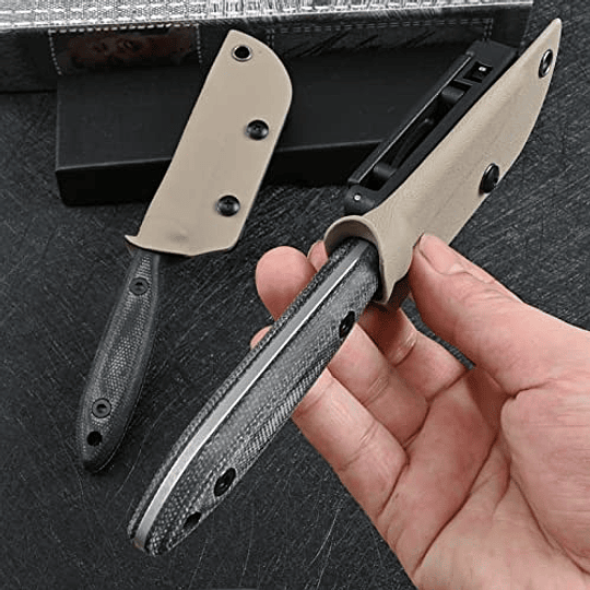 Cuchillos SDOKEDC DC53 CANCIA TÁCTICA DE ACERO TÁCTICO Táctico con vaina Kydex para hombres EDC Campo de supervivencia al aire libre (lavado de piedra negra)