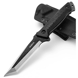 Omesio tanto cuchillo de cuchilla fija con funda kydex, cuchillo de supervivencia al aire libre, cuchillo táctico tang 420 stone lavado de acero g10, regalos de caminata para hombres (negros)