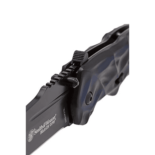 Smith & Wesson Black Ops SWBLOP3TBL 7.7in S.S. Cuchillo de apertura asistido con una cuchilla Tanto Point de 3.4 pulgadas y mango de aluminio para táctico, supervivencia y EDC, azul