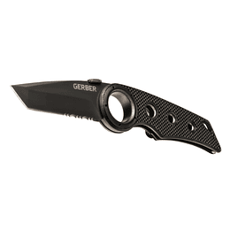 Cuchillo plegable de Gerber Gear Remix - Caminilla de bolsillo de borde parcialmente aserrada - Engranaje y equipo EDC - Negro