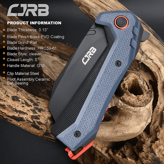 CJRB CUCHORTER CANTICAL TÁCTICAL TIGRIS (J1919) AR-RPM9 Polvo de acero Negro Blade Blade Black & Black G10 Cuchillo plegable Cuchillo plegable EDC EDC