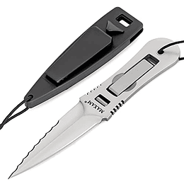 Máxam cuchillos tácticos - cuchillo de cuchilla fija oculta con vaina - cuchilla de espiga completa con bordes serrados y lisos - 7.5 pulgadas