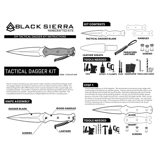 Kit de cuchillo de doble borde táctico de equipo negro de Sierra, regalos para hombres, cuchilla fija para caza, campamento y pesca, construya sus propios cuchillos para deportes y al aire libre