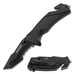 TAC Force TF-810T Spring Assist Knife plegable, cuchilla de tanto negro, mango negro, 4.75 pulgadas cerradas