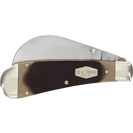 Old Timer 216ot Hawkbill Ploiner 7 pulgadas de bolsillo plegable tradicional con clip de cinturón, cuchilla de puñalada de acero inoxidable de alto carbono de 3 pulg.