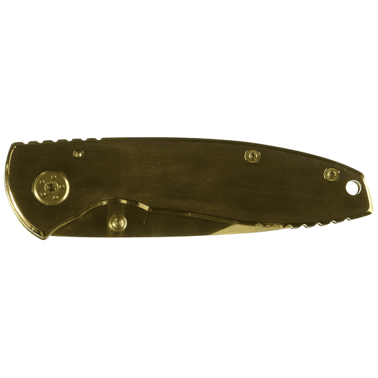 Smith & Wesson Ejecutivo CK110GL 6.8in High Carbon S.S. Cuchillo plegable con una cuchilla de punto de caída de 2.8 pulgadas y mango de aluminio para al aire libre, táctico, supervivencia y EDC, oro