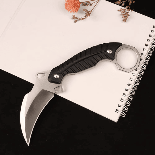 Cuchillo de garra táctica para acampar al aire libre diseñada en masalong para su gran mano KNI254 (cuchilla plateada)