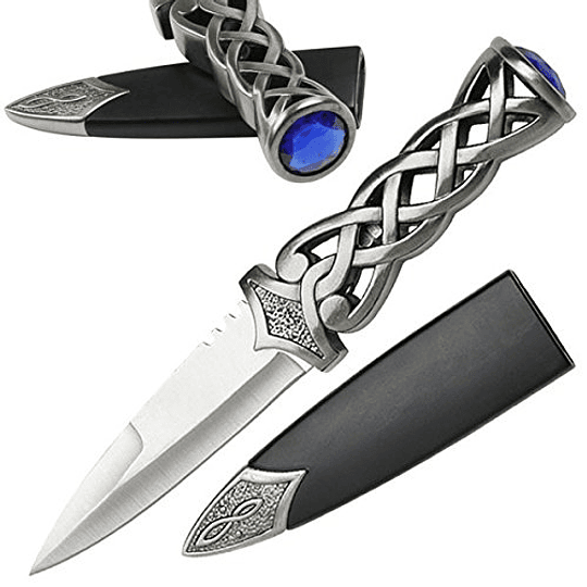 Snake Eye Tactical New Scottish Celtic Gaelic Twist Knot Blue Ruby Gemstone Wicca Dirk Dagger Cuchilla, 9 pulgadas