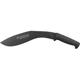 Smith & Wesson Outback SWBH 17in Tang Kukri con una cuchilla de acero inoxidable de 11.9 pulgadas y mango de goma para al aire libre, táctico, supervivencia y EDC, negro