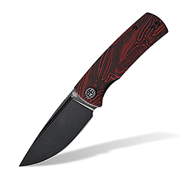 Pescado petrificado PFP01X Beluga, 2.99 "14C28N Blade Black Stone lavado, 95.6g G10 Cuchón de revestimiento del revestimiento delantero (lavado de piedra negra, gmascus rojo)